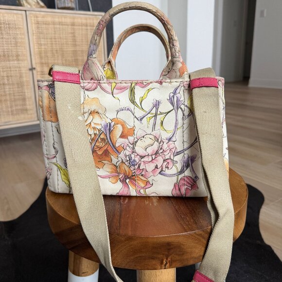 Authentic Rare Prada James Jean fairy 2-way floral canvas shoulder tote - Picture 7 of 11